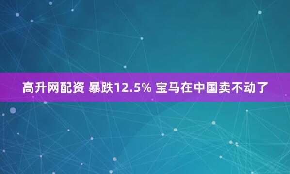 高升网配资 暴跌12.5% 宝马在中国卖不动了